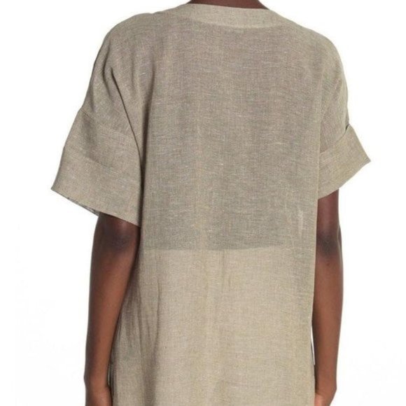 Lafayette 148 New York 100% Linen Tunic Top Size Medium Sage Green - Picture 4 of 16